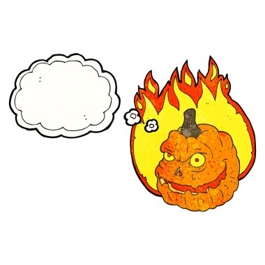 Çizgi Film ürkütücü kabak düşünce balonu dokulu