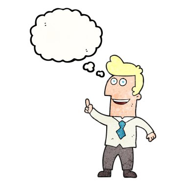 kabarcık dokulu karikatür işadamı işaret düşündüm