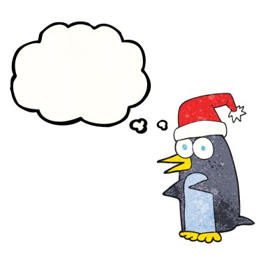 düşünce bubble dokulu karikatür Noel penguen