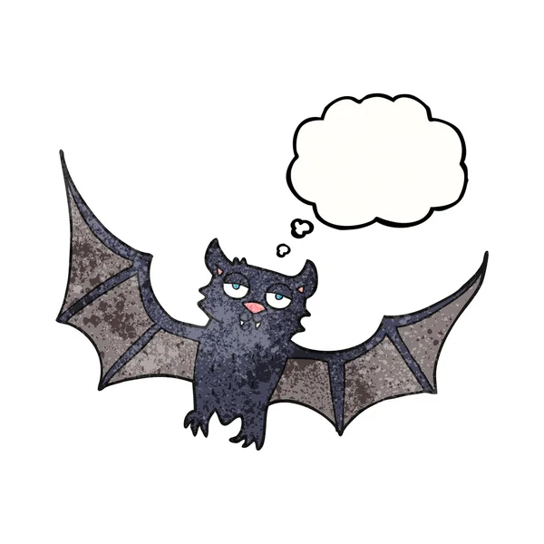 Pensamiento burbuja textura dibujos animados halloween bat — Vector de stock