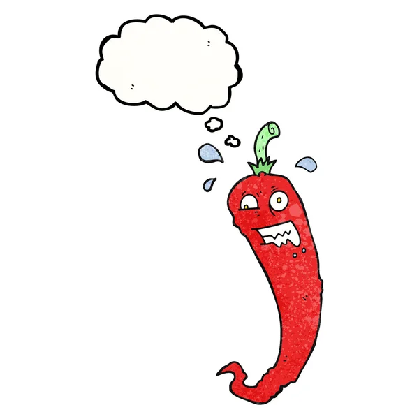 Chili pepper trodde bubble texturerat cartoon — Stock vektor