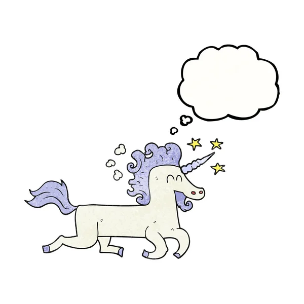 Thought bubble textured cartoon unicorn — Stock Vector