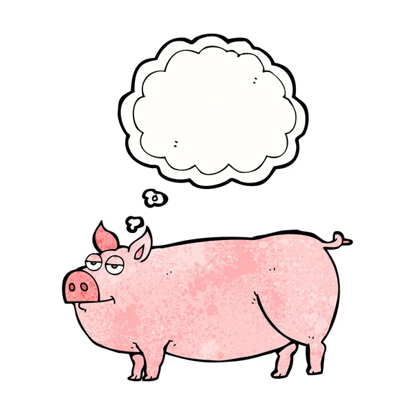 Gedankenblase texturierte Karikatur riesiges Schwein — Stockvektor