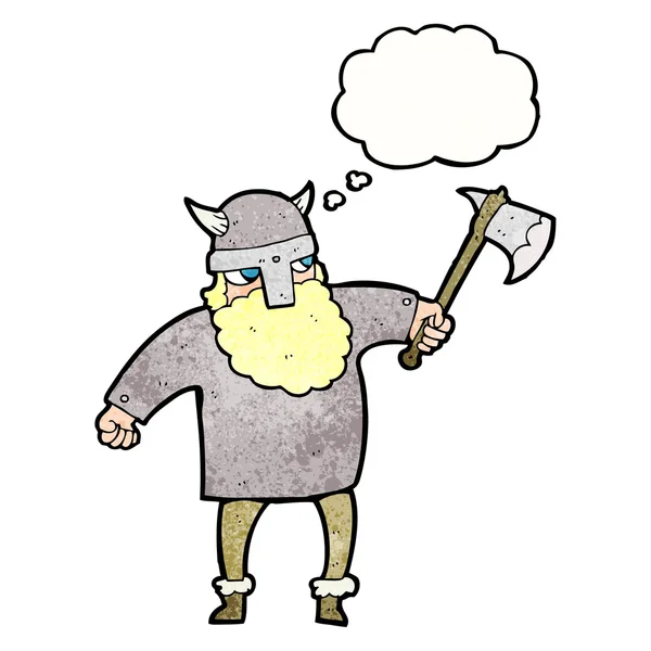 Düşünce bubble dokulu karikatür viking savaşçısı — Stok Vektör