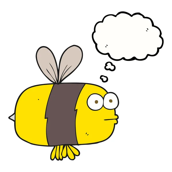 Думав бульбашка мультяшна бджола — стоковий вектор