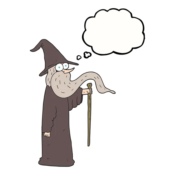 Gedachte zeepbel cartoon wizard — Stockvector