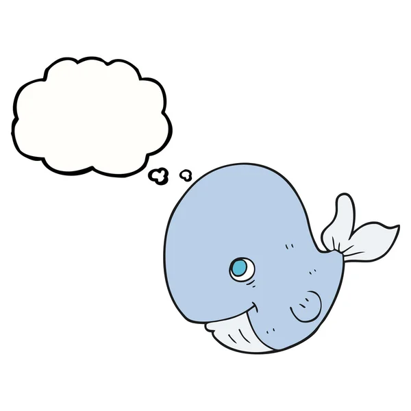 Thought bubble cartoon happy whale — Stock Vector