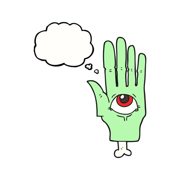 Thought bubble cartoon spooky eye hand — Stock Vector