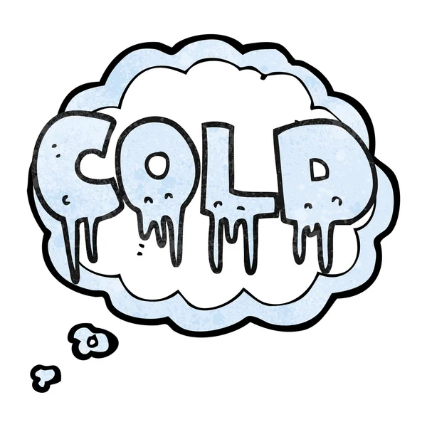 Düşünce balonu karikatür kelime soğuk dokulu — Stok Vektör