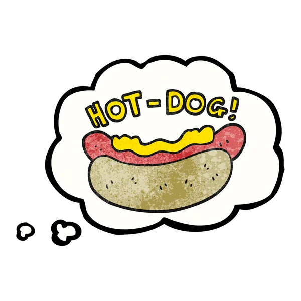 Pensamiento burbuja textura dibujos animados hotdog — Archivo Imágenes Vectoriales