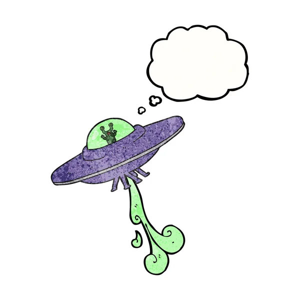 Bolla pensiero strutturato cartone animato astronave aliena — Vettoriale Stock