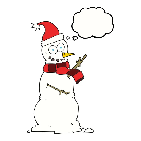 Gedachte zeepbel cartoon sneeuwpop — Stockvector