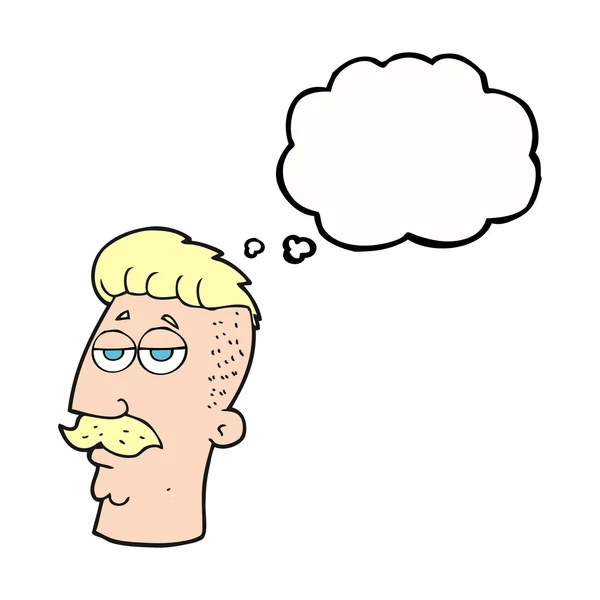Hombre de dibujos animados burbuja pensamiento con corte de pelo hipster — Vector de stock