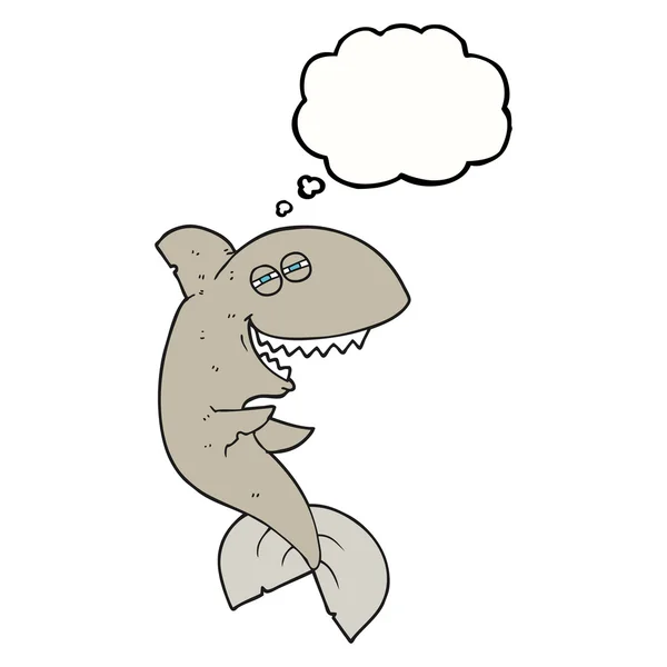 Pensée bulle dessin animé rire requin — Image vectorielle