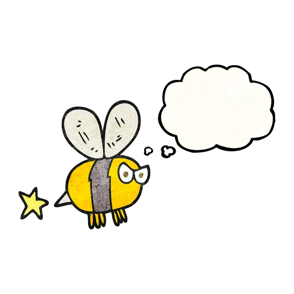 Pensamento bolha texturizado desenho animado zangado abelha — Vetor de Stock