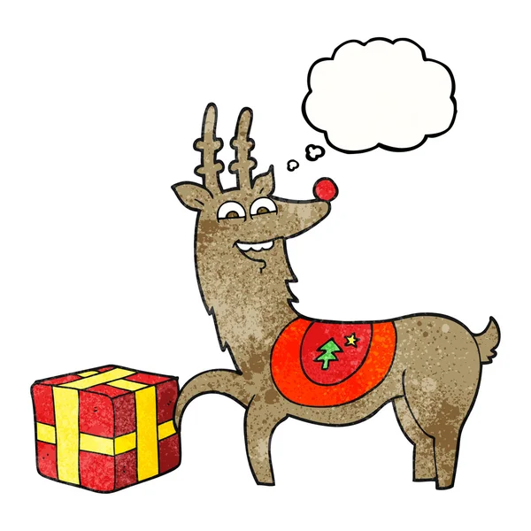 dokulu kabarcık düşündüm Noel reindeer hediye ile çizgi film