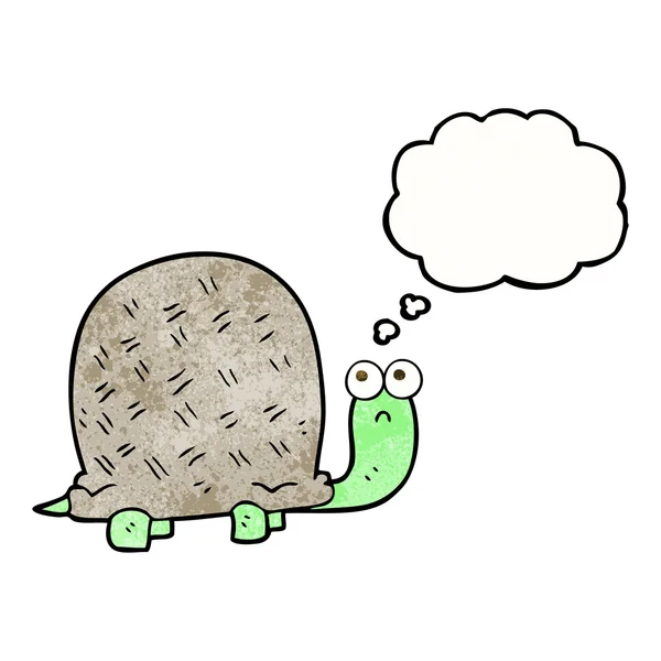 Pensée bulle texturé dessin animé triste tortue — Image vectorielle