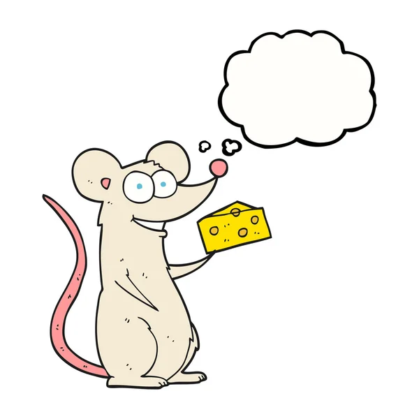 Myśli bańki kreskówka mysz z serem — Wektor stockowy