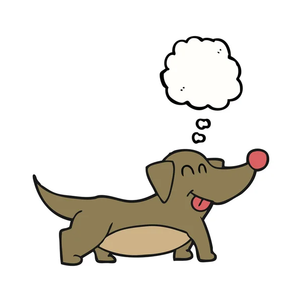 Berpikir kartun gelembung anjing kecil bahagia - Stok Vektor