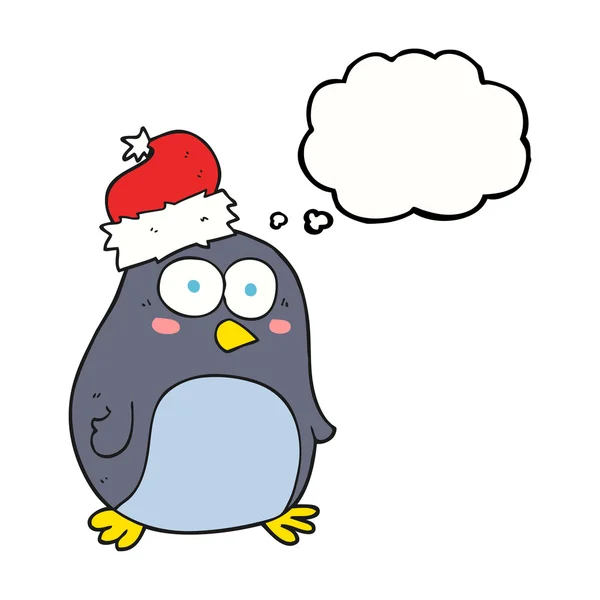 Pingüino de dibujos animados burbuja pensamiento — Vector de stock