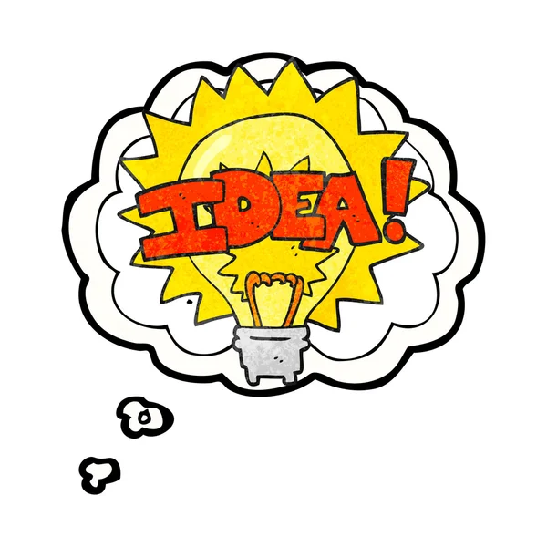 Thought bubble textured cartoon idea light bulb symbol — Stock Vector