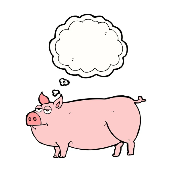 Pensamento bolha cartoon enorme porco — Vetor de Stock