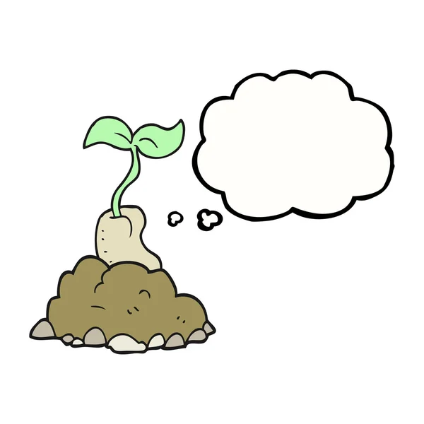 Thought bubble cartoon sprouting seed — Stock Vector