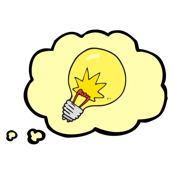 Pensée bulle ampoule de dessin animé — Image vectorielle