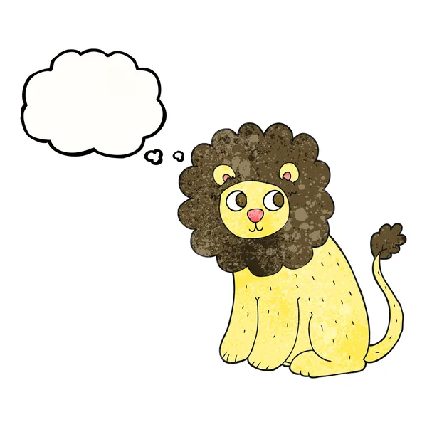 バブル テクスチャ漫画かわいいライオンを考えた — ストックベクタ
