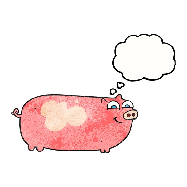 Myśl bańki teksturowanej kreskówka świnia — Wektor stockowy