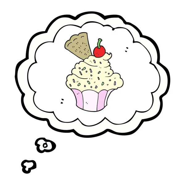 Gondolat buborék rajzfilm cupcake — Stock Vector