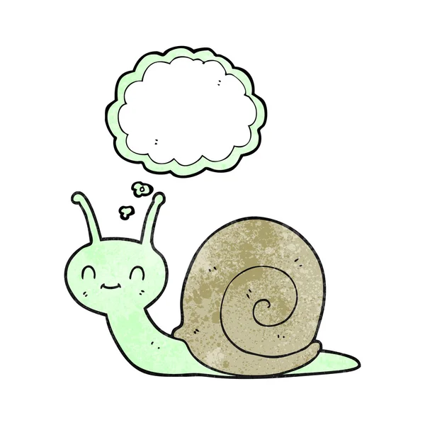 Pensée bulle texturé dessin animé escargot mignon — Image vectorielle