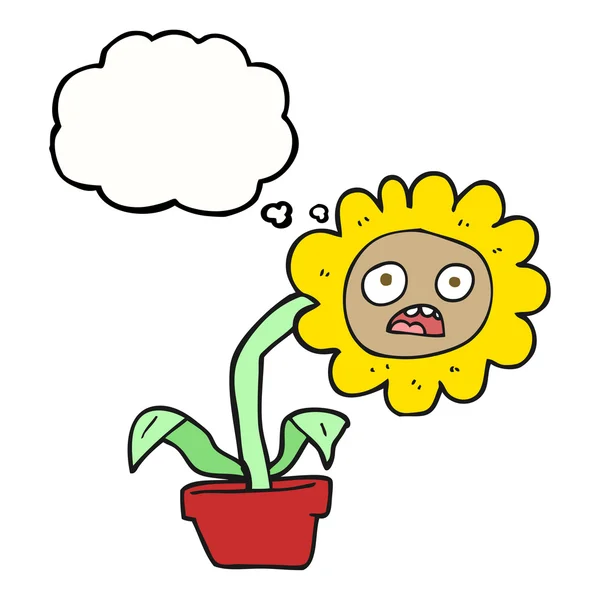 Trodde bubble cartoon sorglig blomma — Stock vektor