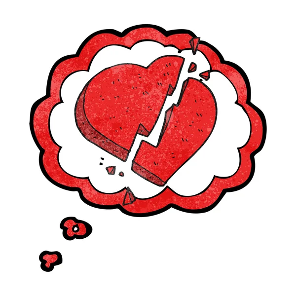 Bolla pensiero cartoni animati rotto simbolo del cuore — Vettoriale Stock