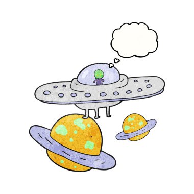 kabarcık dokulu karikatür uçan daire uzayda sanıyordum