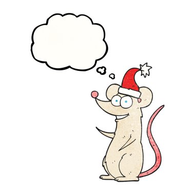 kabarcık dokulu karikatür fare Noel şapka takıyor sanıyordum