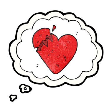 düşünce balonu dokulu karikatür kırık kalp