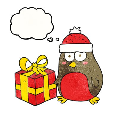 düşünce bubble dokulu karikatür Noel robin