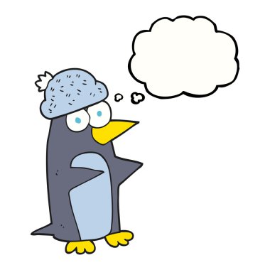 düşünce kabarcık karikatür penguen