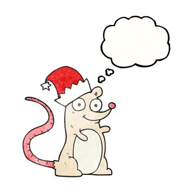 kabarcık dokulu karikatür fare Noel şapka takıyor sanıyordum