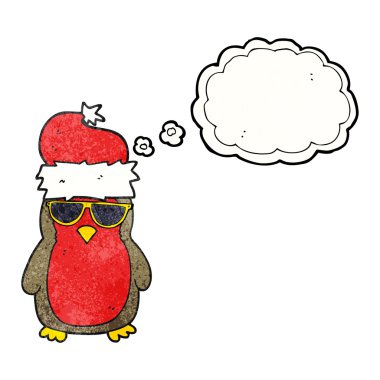 düşünce balonu karikatür havalı christmas robin dokulu