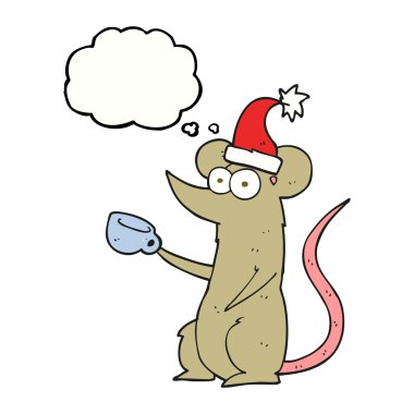 kabarcık karikatür fare Noel şapka takıyor sanıyordum