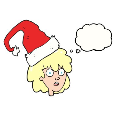 kabarcık karikatür kadın Noel Baba şapkası ile sanıyordum