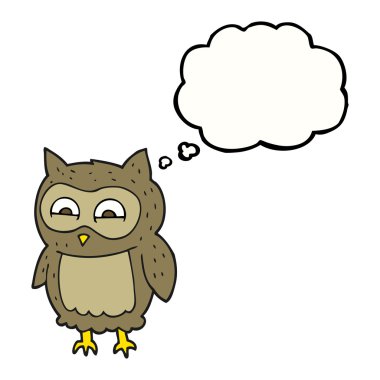 düşünce kabarcık karikatür baykuş