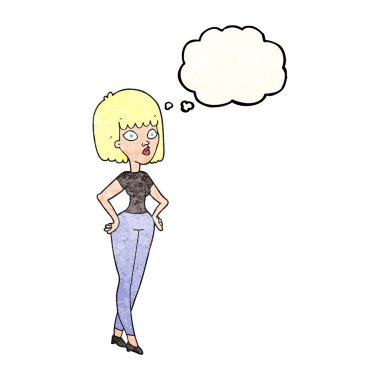 düşünce balonu dokulu karikatür kadınla el HIPS