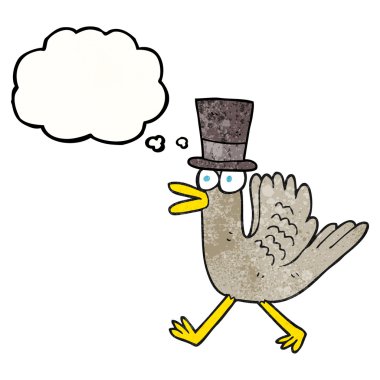 çizgi film ördek üst şapkalı düşünce balonu dokulu