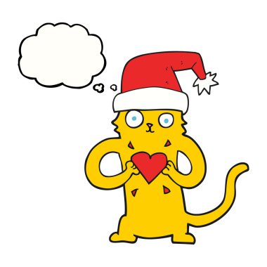 Noel seven düşünce kabarcık karikatür kedi