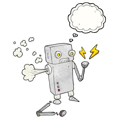 kabarcık dokulu karikatür kırık robot sanıyordum