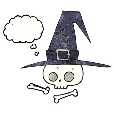 kafatası ile kabarcık dokulu karikatür cadı şapka sanıyordum