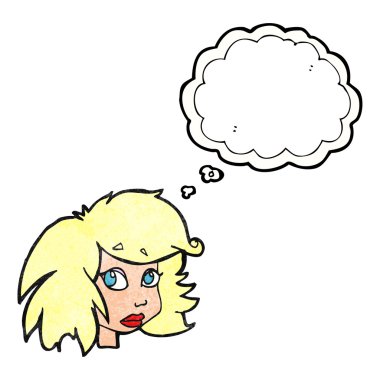 çizgi film kadın yüzü düşünce balonu dokulu